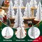 12 Pieces Wooden Christmas Tree Tabletop Decoration Rustic Merry Christmas 3D Sign White Freestanding Engraved Tree Centerpiece for Tiered Tray Holiday Handmade Craft Cutouts Hanging Ornaments